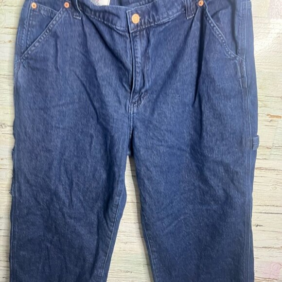 Gap Mid Rise '90s Loose Cargo Jeans carpenter pant raw hem blue 33 16Short - Picture 3 of 7